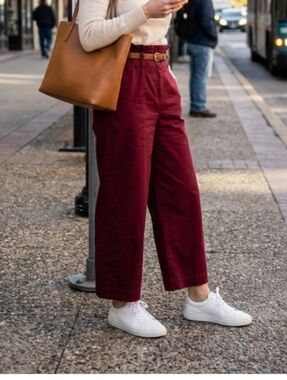 7th Avenue Wide-Leg Burgundy Culottes (Size 6)